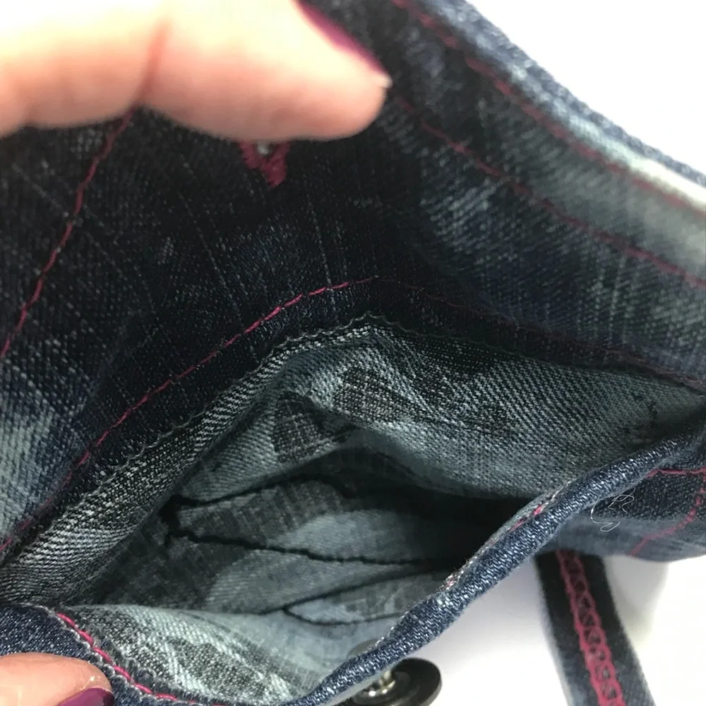Denim Boho Mini Crossbody Bag Repurposed Recycled - Picture 4 of 4